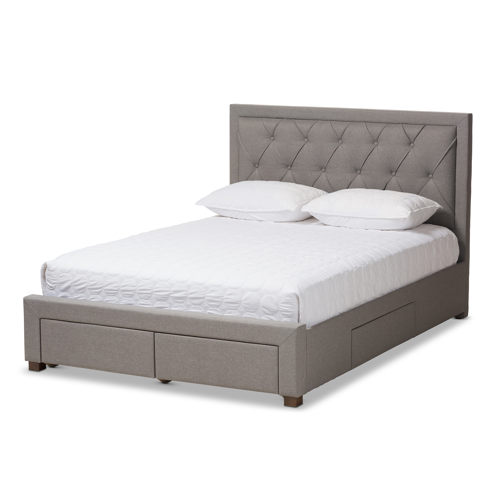 Baxton Studio Aurelie Modern and Contemporary Light Grey Fabric Upholstered King Size Storage Bed